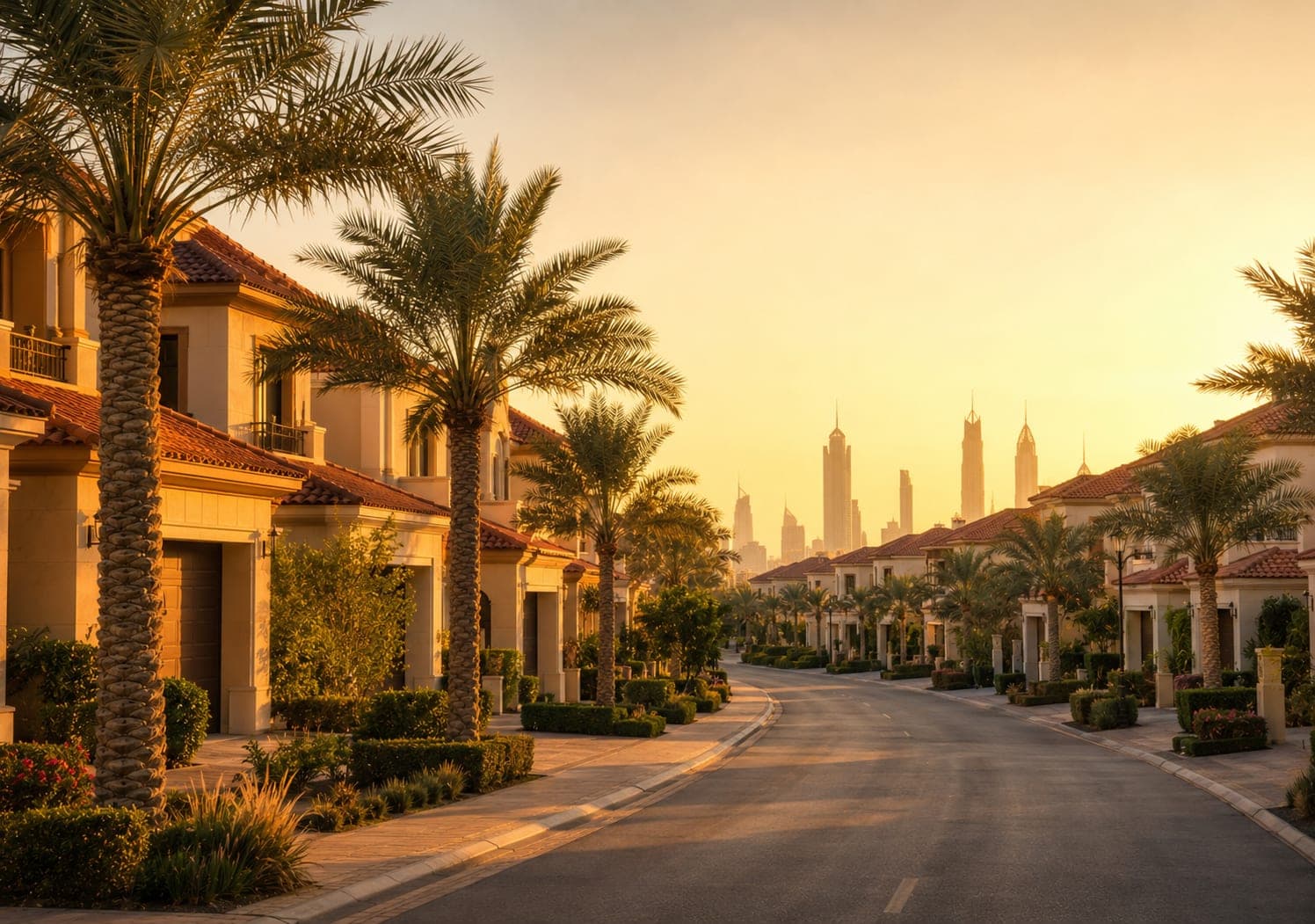Al Furjan family community with low-rise apartments