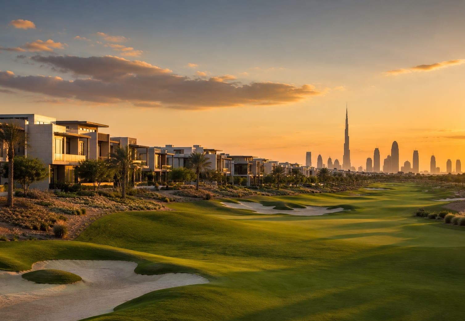 Dubai Hills Estate green community with golf and villas